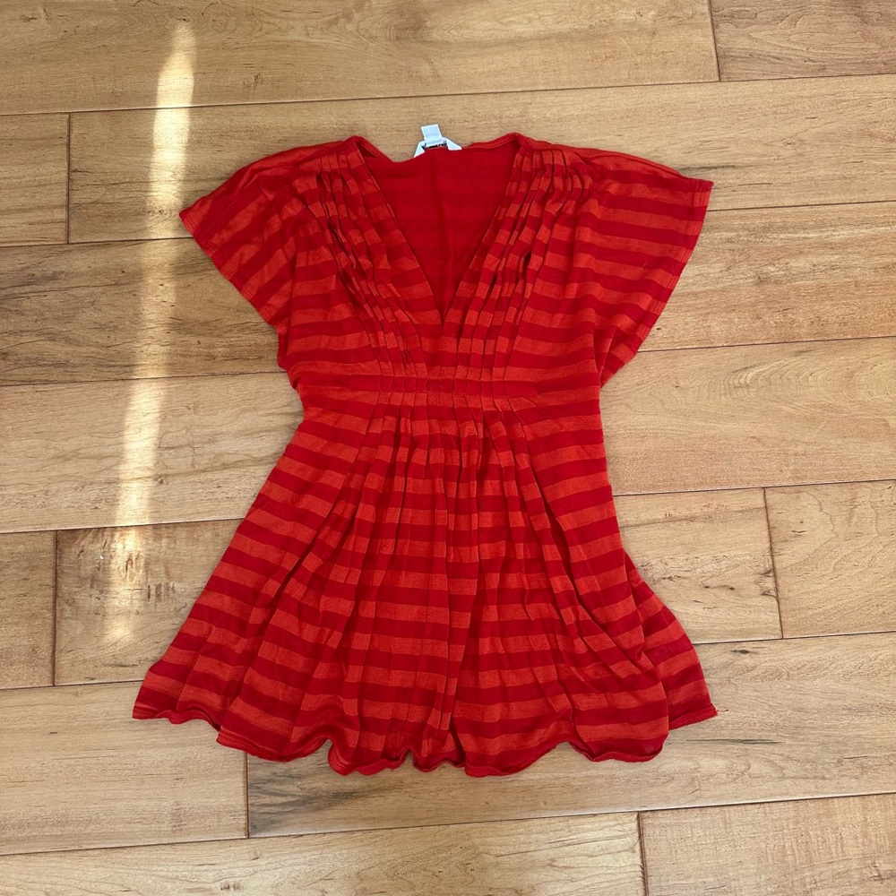 Calvin Klein Vibrant Red and Orange Striped Top